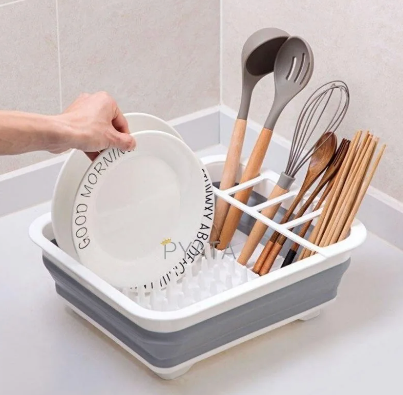 Сушилка для посуды Kitchen Craft силиконовая складная без поддона - фото 2 Сушилка для посуды Kitchen Craft силиконовая складная без поддона - фото 2