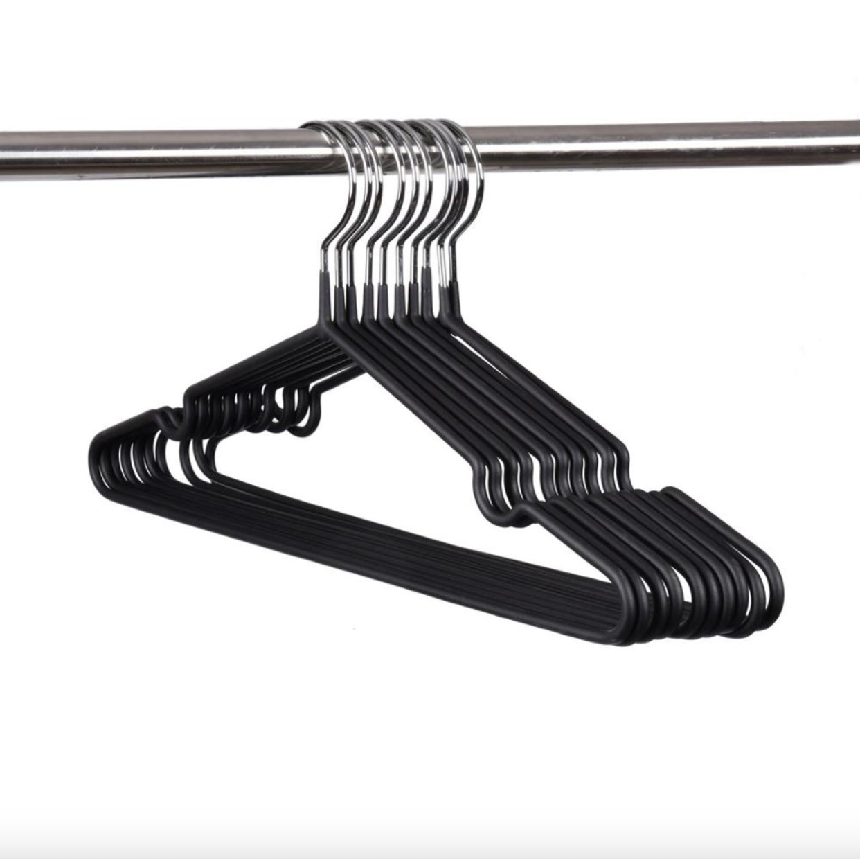 Набір вішалок для одягу з металу з прогумованим покриттям 10 шт. Чорний (Е500290)