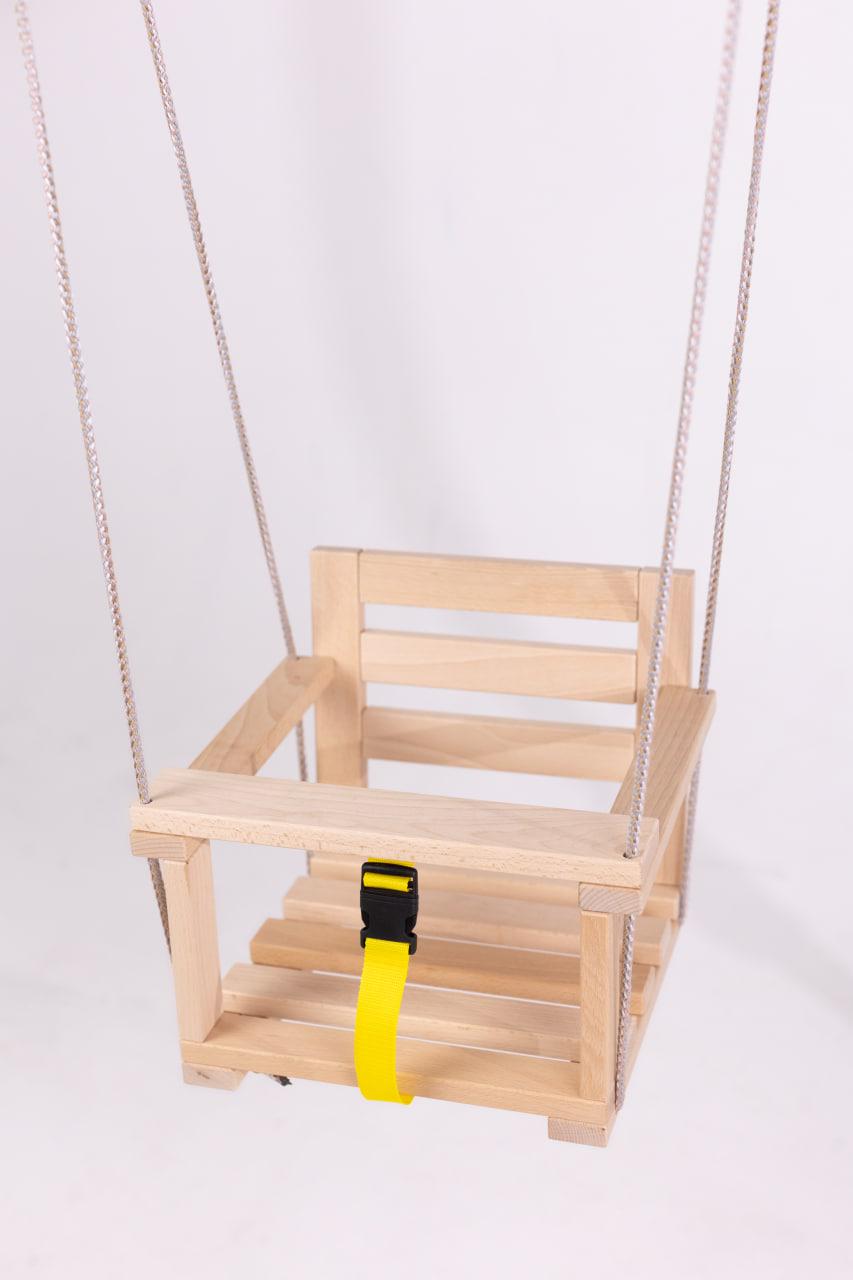 Гойдалка підвісна дитяча дерев'яна зі спинкою 34х32х28 см (4320) - фото 2