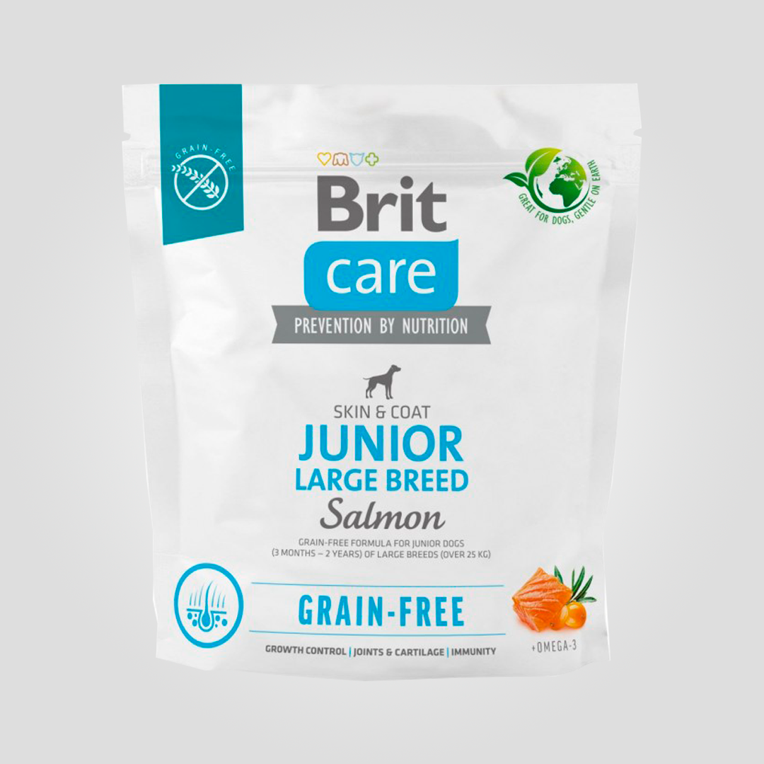 Корм сухой Brit Care Dog Grain-free Junior Large Breed для молодых собак больших беззерновых пород с лососем 1 кг (20504633)