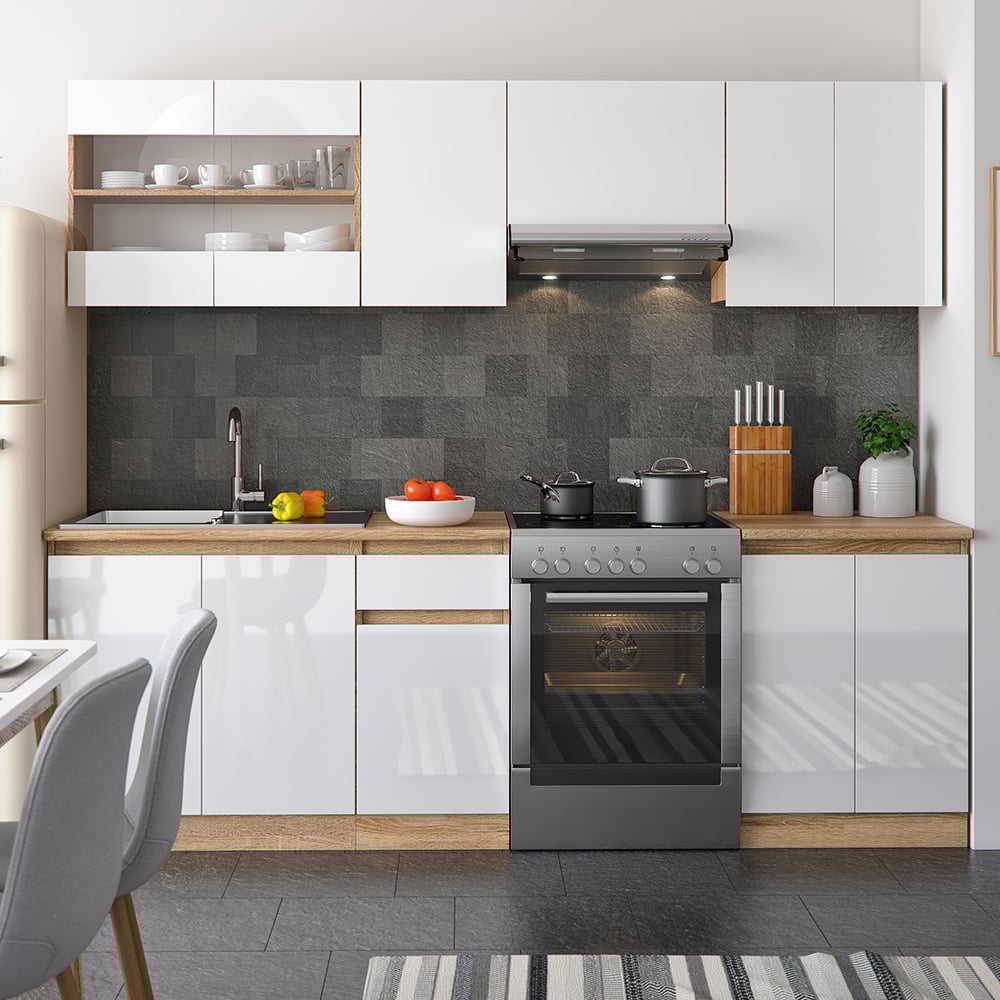 Кухня модульная Vicco Raul 240 см Белый/Сонома - фото 2 Кухня модульная Vicco Raul 240 см Белый/Сонома - фото 2