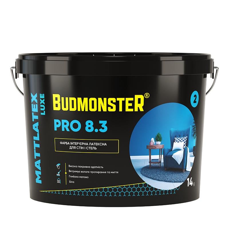 Фарба інтер'єрна латексна BudmonsteR 8.3 MATTLATEX LUXE PRO 14 кг (100404)