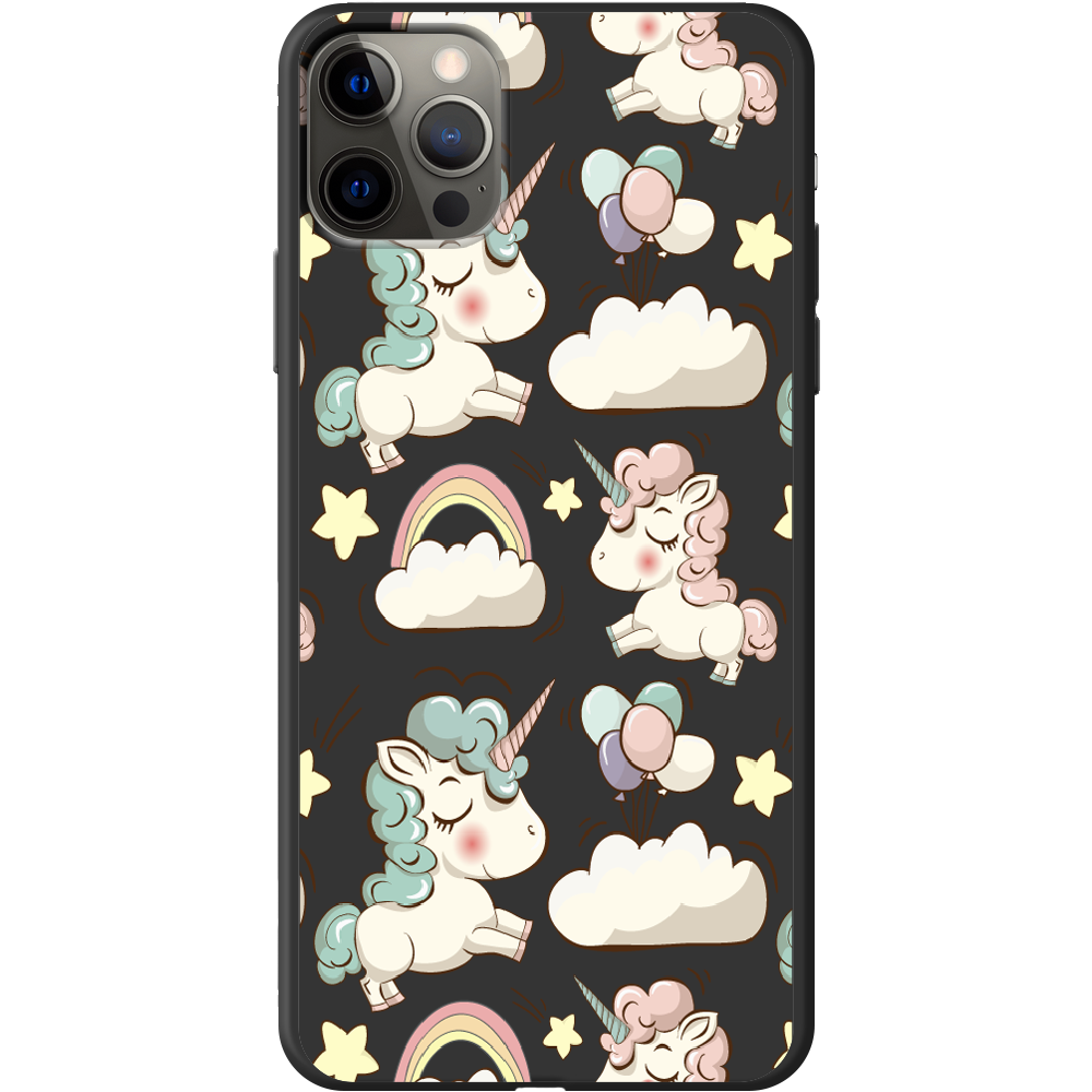 Чехол Boxface iPhone 12 Pro Unicorns Черный силикон (41086-cc2-41089)