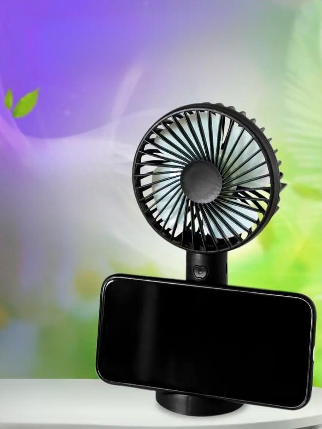 Вентилятор-мини ручной на аккумуляторе X-9 800 мАч USB 3 скорости съемная подставка Черный (38-чер-6372) - фото 3