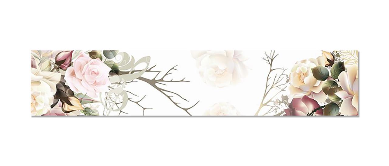 Фартук кухонный Пастельные цветы розы ветки 60х300 см Бежевый