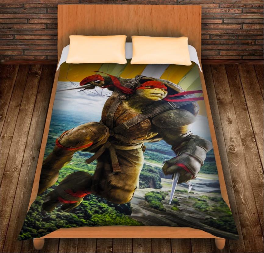 Плед с 3D принтом Черепашка Ниндзя Рафаэль на дельтаплане 150x200 см (epi_0325)
