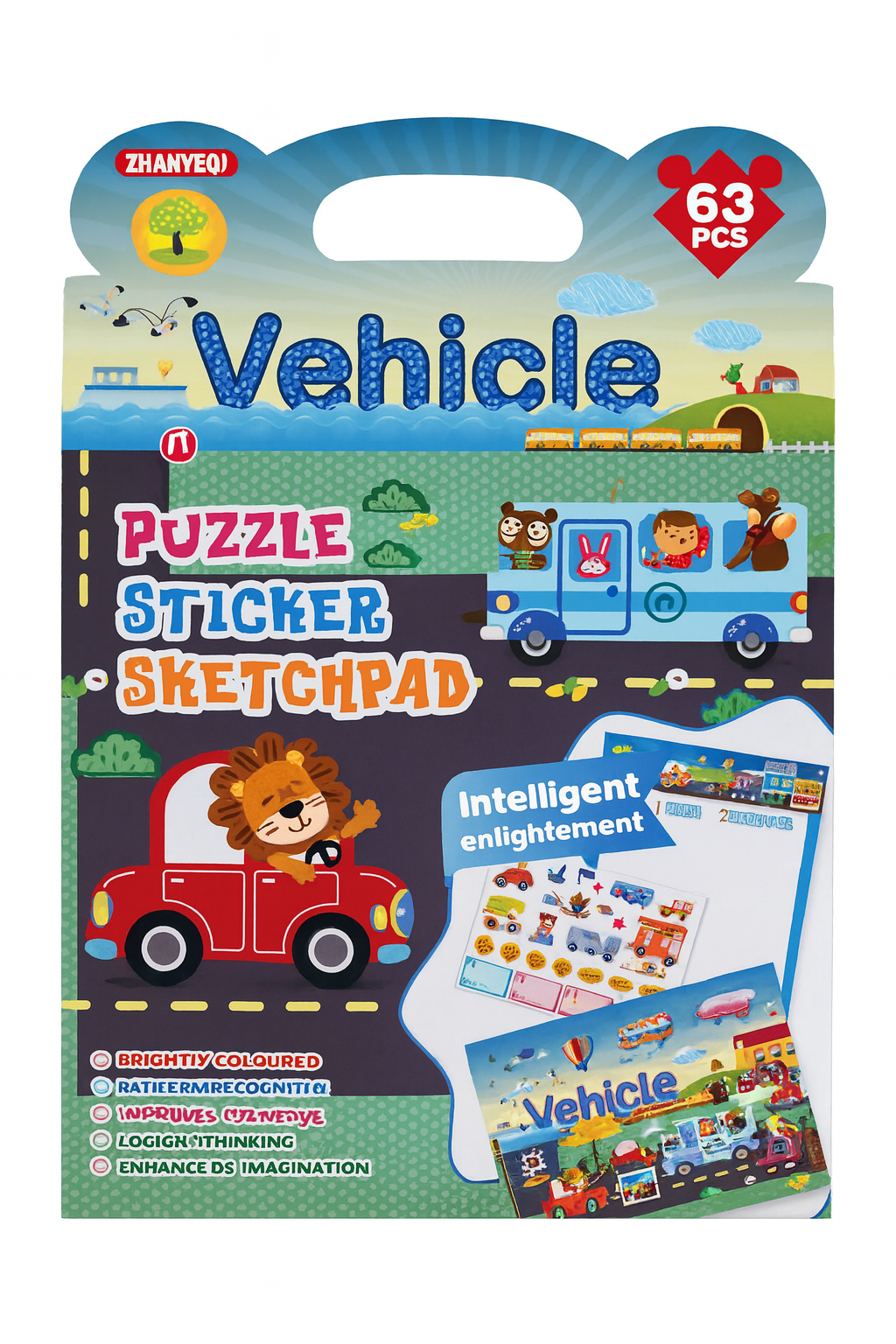 Пазлы с наклейками и скетчпадом Zhibang Animals R97857 63 элементов 31,5х21 см Разноцветный (28746025)