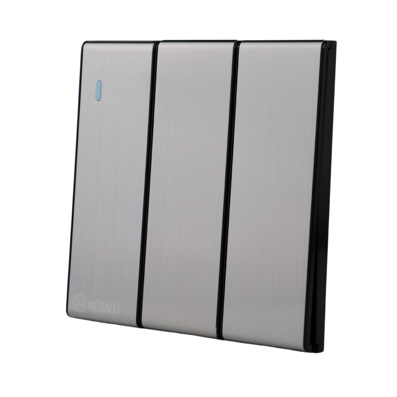 Вимикач прохідний 3 клавішний MERALLI INOX із нержавіючої сталі безрамковий (SWVK3KPR3)