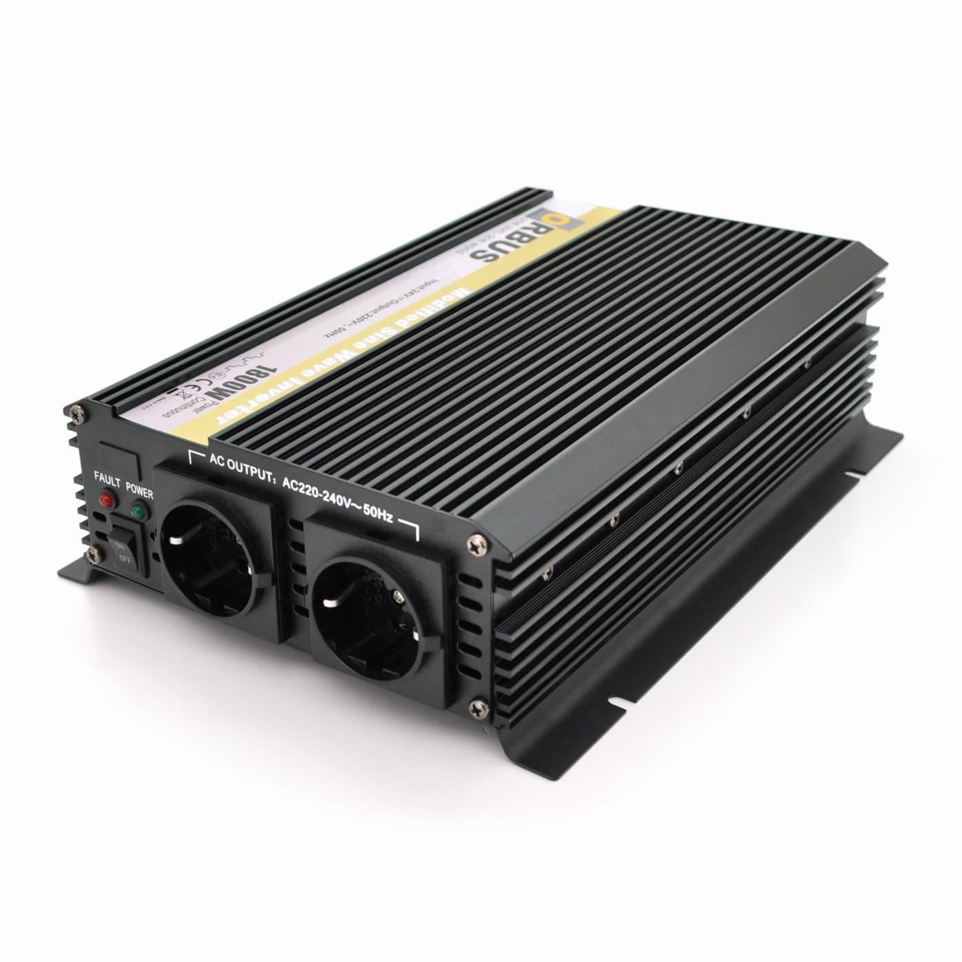 Інвертор напруги ORBUS ORMS24-1800 Q20 approximated 2 Shuko 1800Вт 24/220V клемні дроти 5 запобіжників (32711)