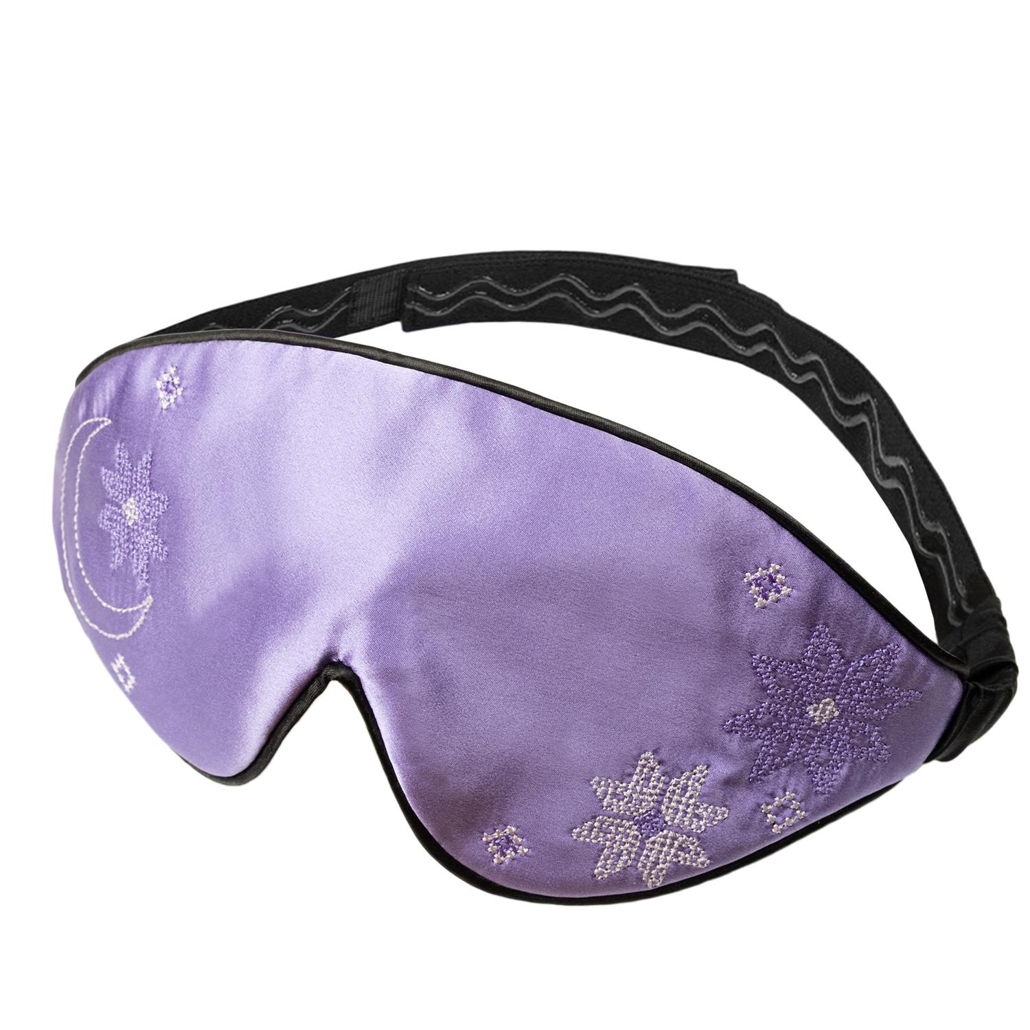 Маска для сна шелковая Млечный Путь 3.1 с вышитым украинским орнаметом Лавандовый (1201-02)