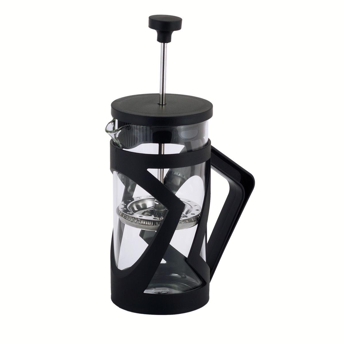 Заварник френчпресс для чая и кофе Kamille KM-0775S из нержавеющей стали и термостойкого стекла 350 мл Черный (150-84-0775S)