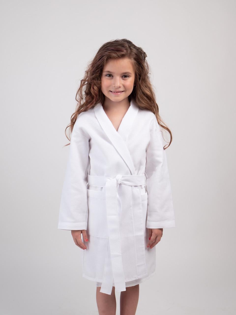 Детский вафельный халат Luxyart Kids Robe для девочек р. 34-36 100% хлопок Белый (LS-207) Детский вафельный халат Luxyart Kids Robe для девочек р. 34-36 100% хлопок Белый (LS-207)
