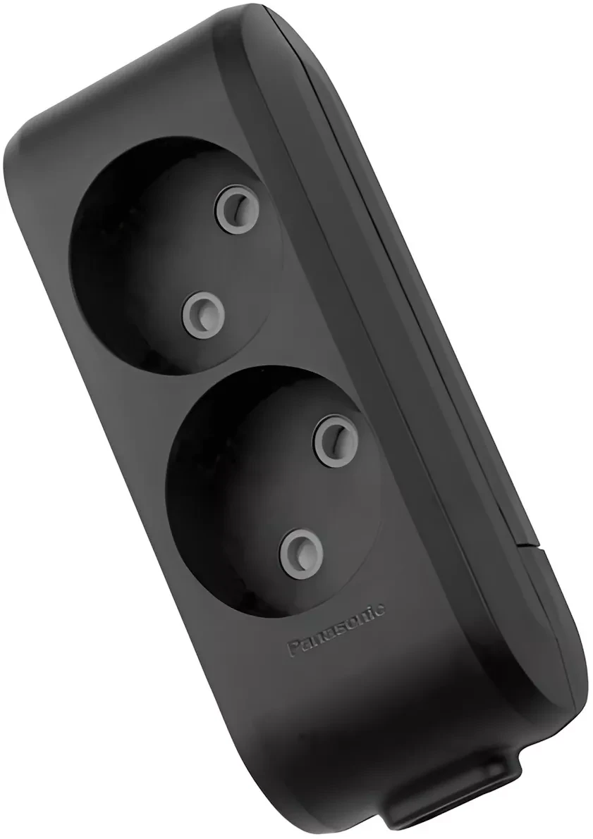 Колодка Panasonic X-tendia 2 гнезда без заземления с защитными шторками Черный (WLTB02202BL-UA)