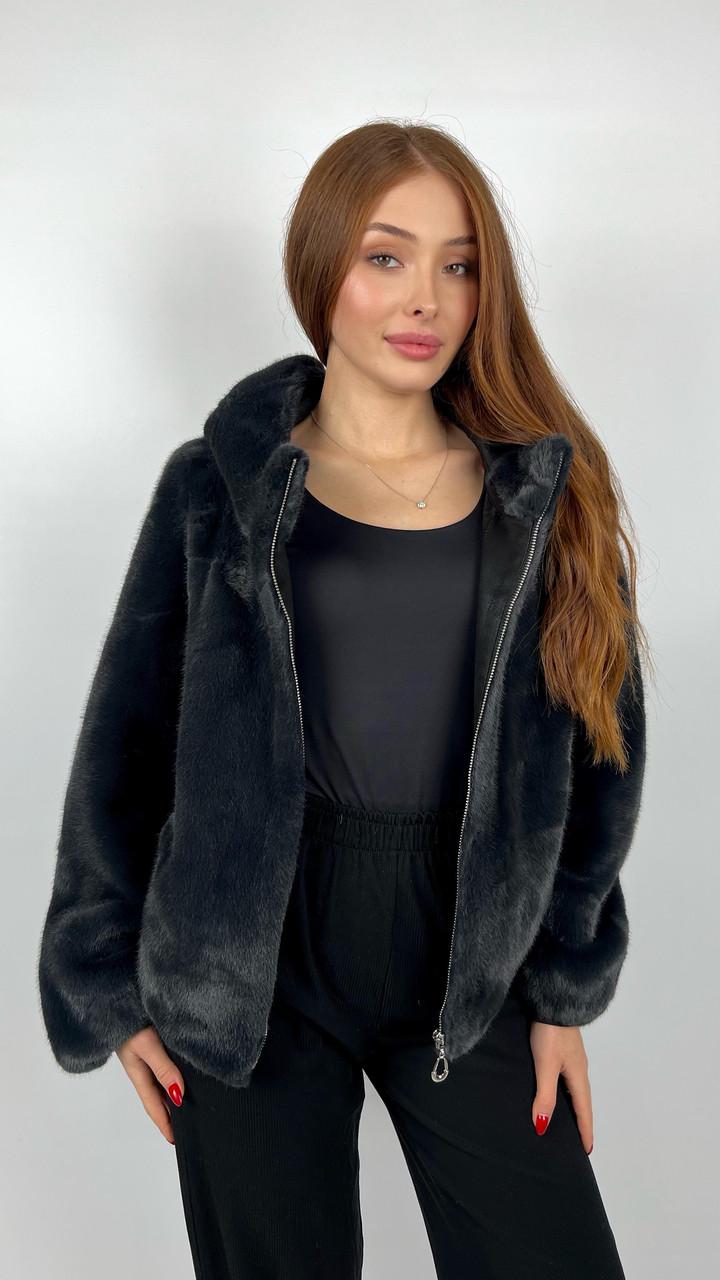 Шуба женская из эко-меха G08-1-07 S Графитовый - фото 3 Шуба женская из эко-меха G08-1-07 S Графитовый - фото 3