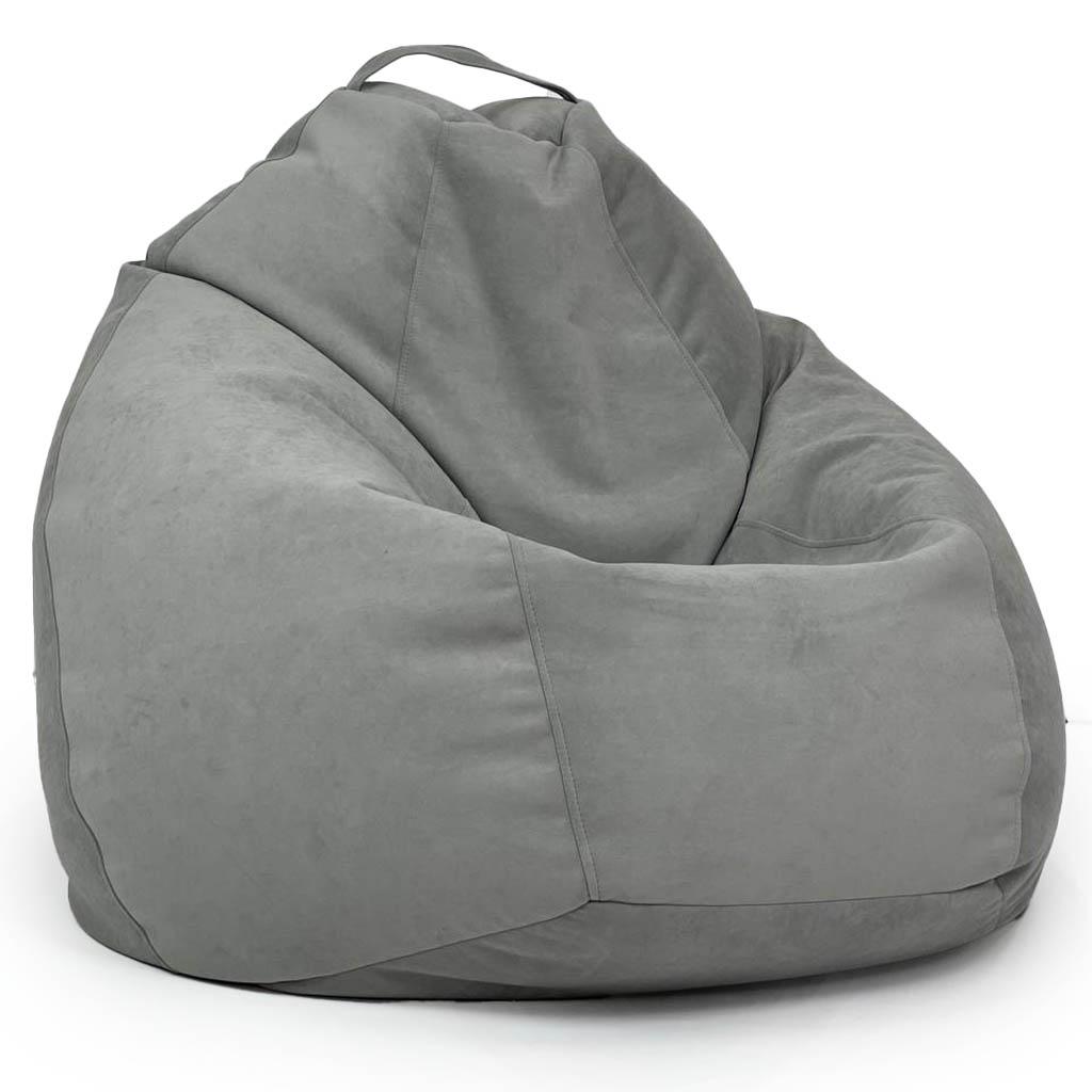 Бескаркасное кресло-мешок Овал велюровое XХL 135 см Серый (100046)