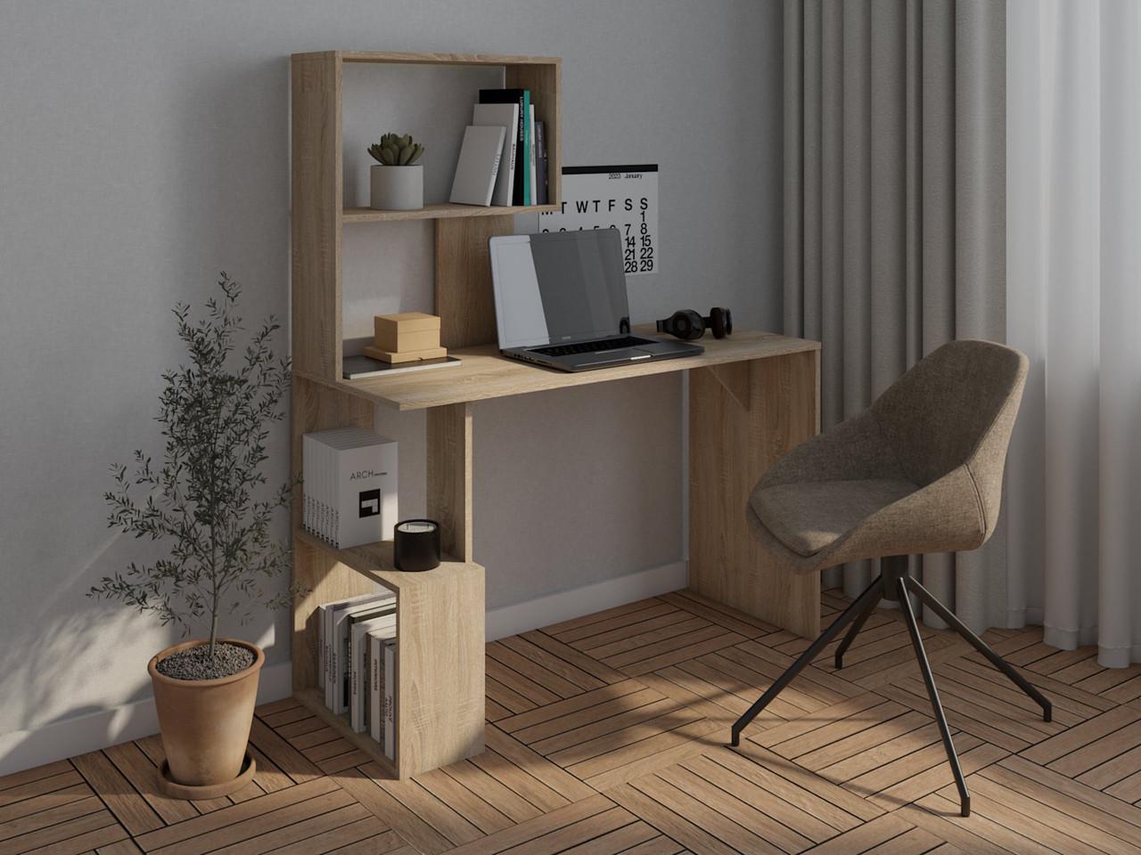 Комп'ютерний стіл MebelProff КС-22 з надбудовою Дуб сонома (26437760) - фото 1 Комп'ютерний стіл MebelProff КС-22 з надбудовою Дуб сонома (26437760) - фото 1