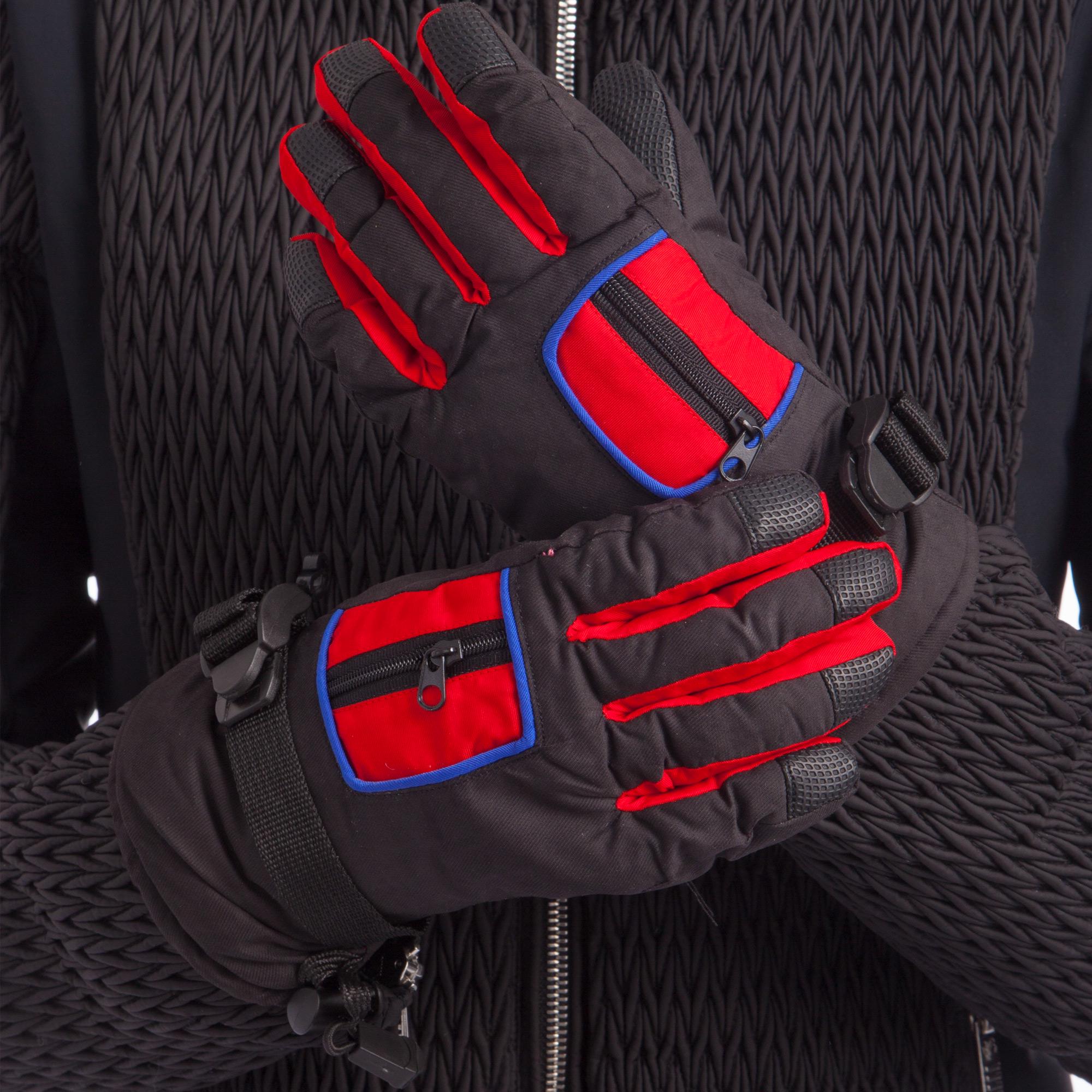 Перчатки горнолыжные теплые детские SP-Sport C-7706 M-L Черный с красным (NA000370)