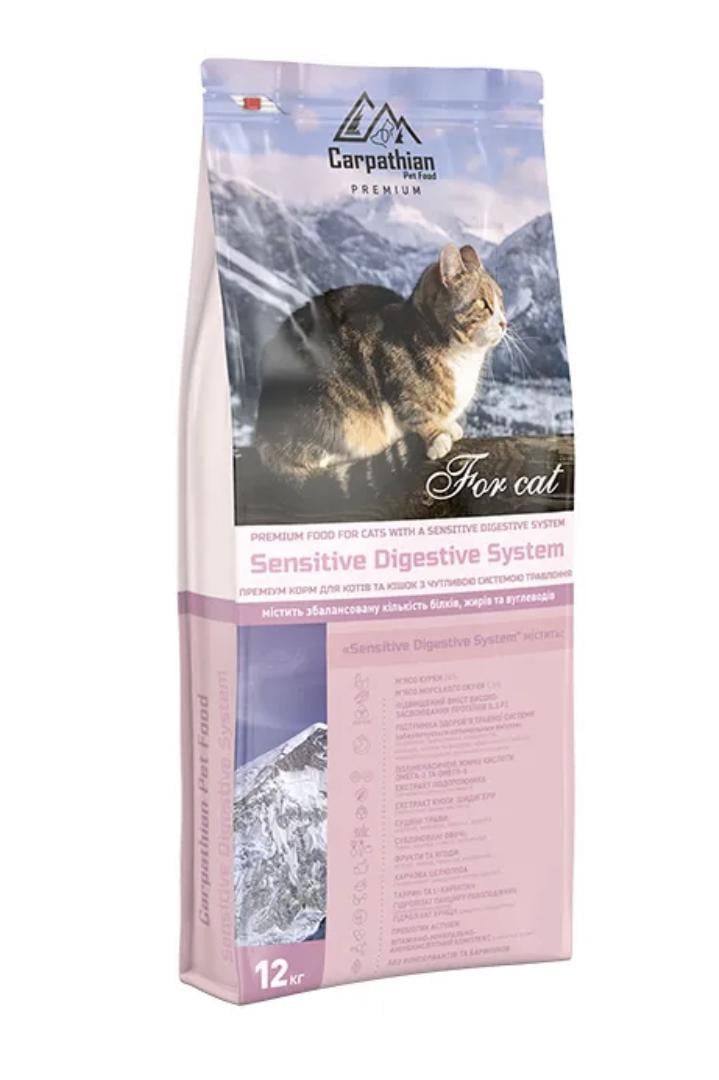 Корм сухий для кішок з чутливою системою травлення Carpathian Pet Food Sensitive Digestive System з куркою і окунем 12 кг - фото 1