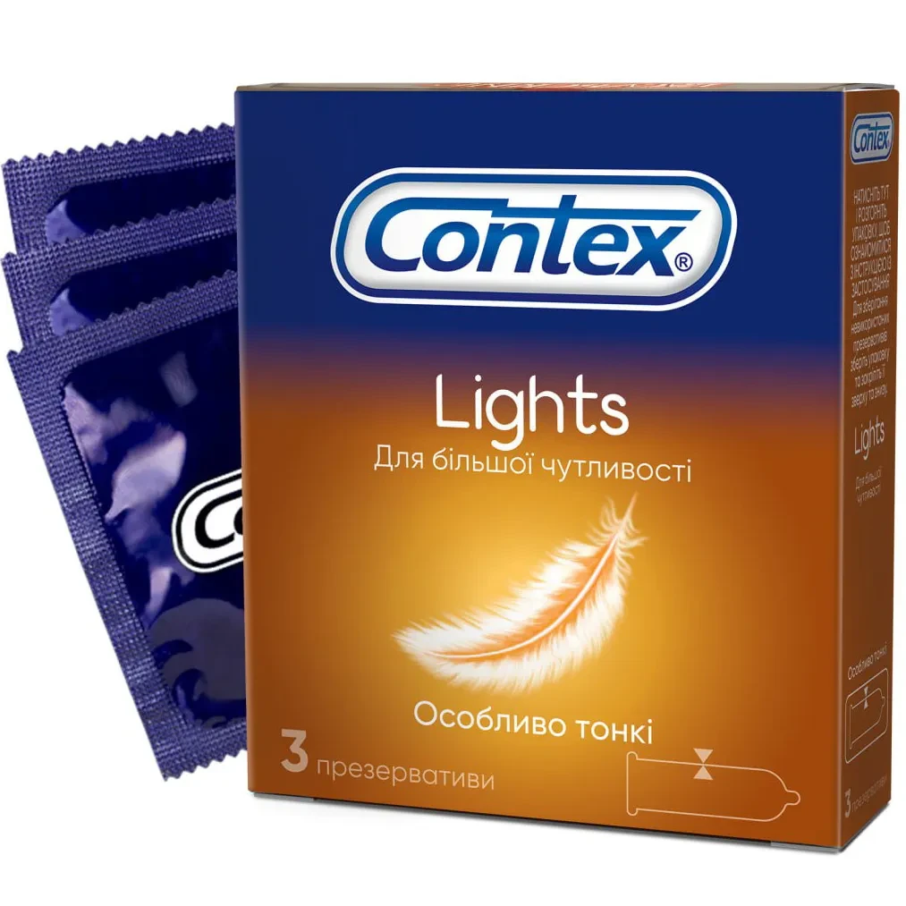 Презервативи латексні гладкі Contex Ultra Lights №3 ультратонкі класичні з силіконовим мастилом (000002536)