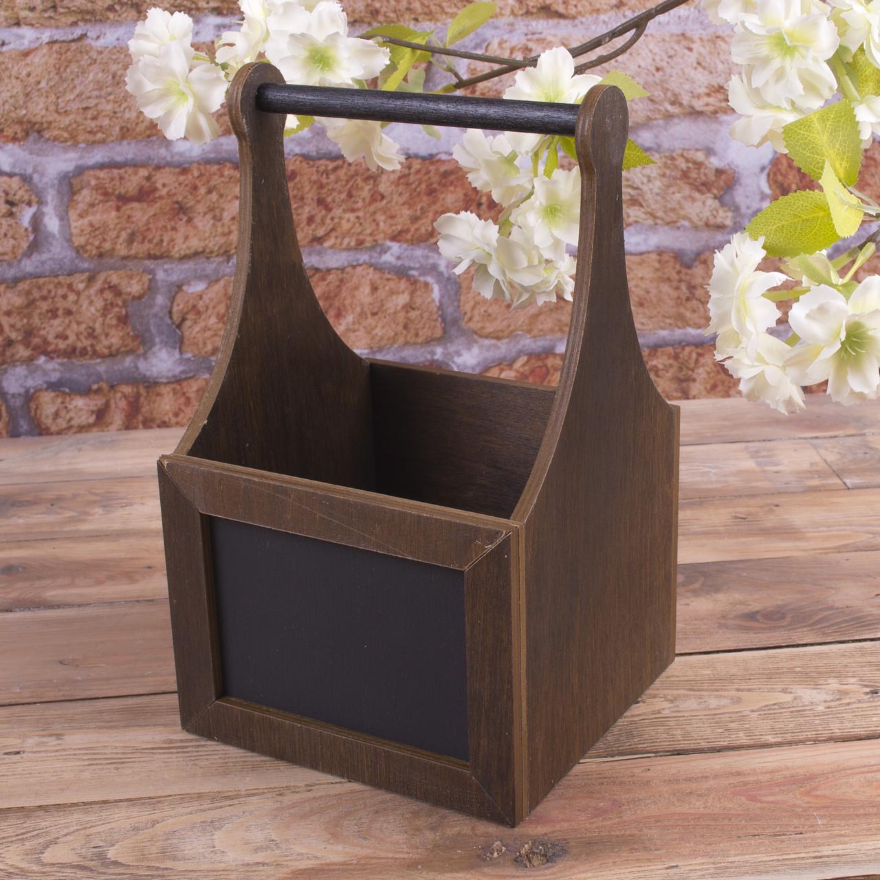 Кашпо для цветов с меловой доской и ручкой Коричневый (683-3)