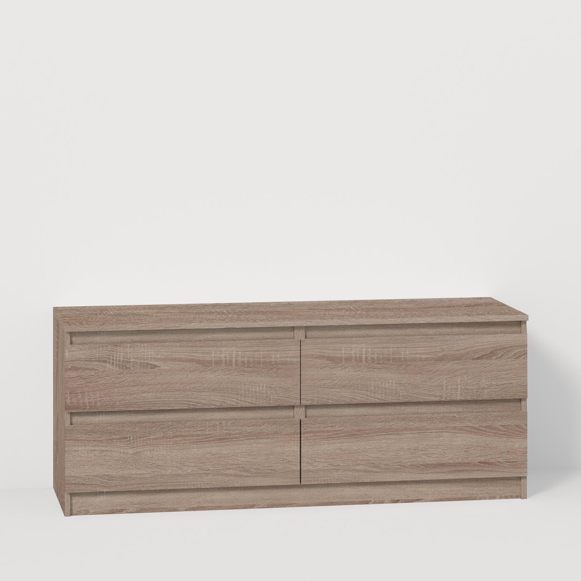 Тумба под телевизор на 4 ящика без ручек Line TVF4 1400x450x560 мм Дуб Сонома Трюфель - фото 2 Тумба под телевизор на 4 ящика без ручек Line TVF4 1400x450x560 мм Дуб Сонома Трюфель - фото 2