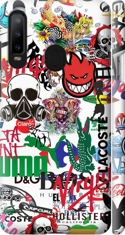 Чехол на Samsung Galaxy A8S Many different logos (4022m-1636-42517)