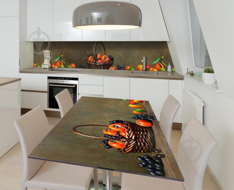 Наклейка 3Д виниловая на стол Zatarga «Хурма и цитрусы» 650х1200 мм для домов, квартир, столов, кофейн, кафе