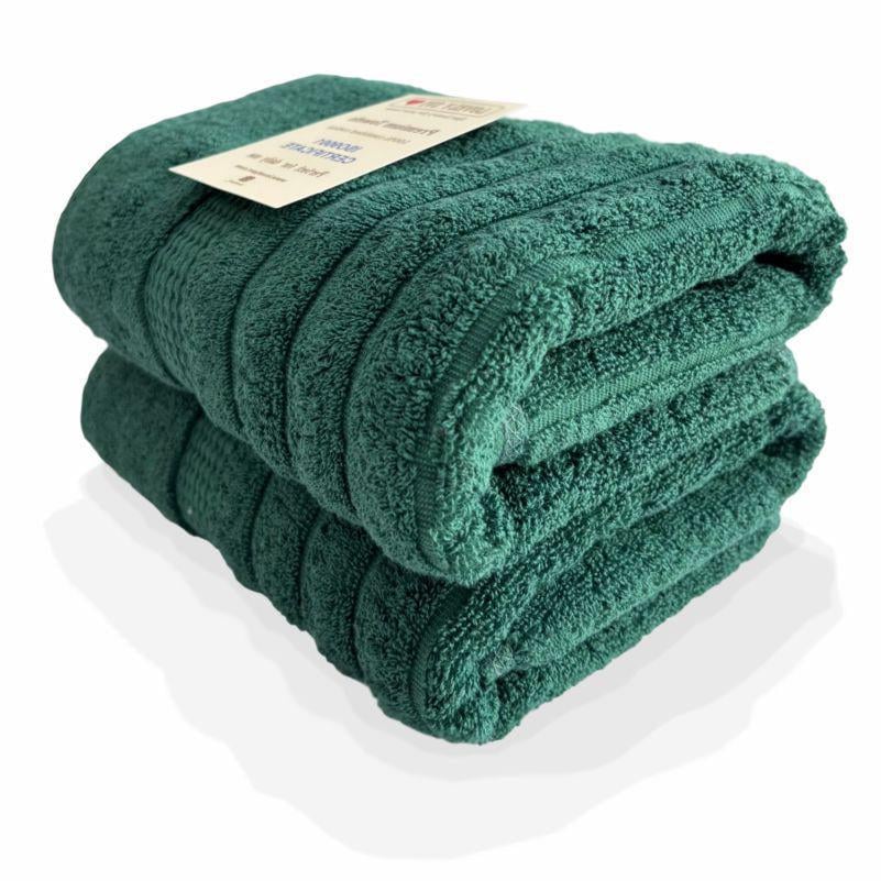 Набор полотенец для ванной Lovely Svi Oxford Stripe жаккард 2 шт. 50х90 см Hunter green (461124) - фото 1