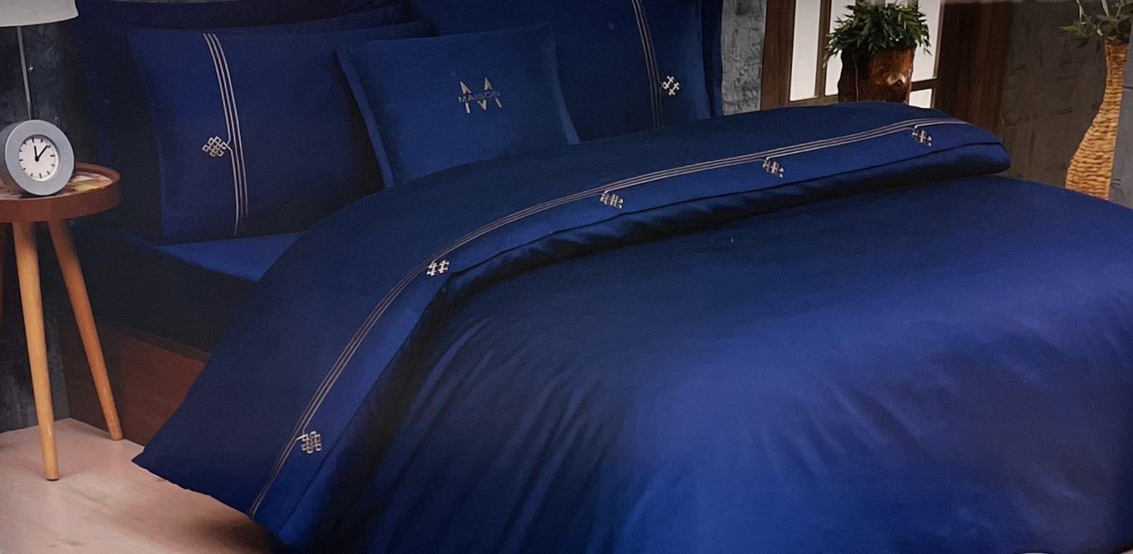 Комплект постільної білизни Maison D'or Deluxe сатин 200х220 см Navy/Brown (CN27887)