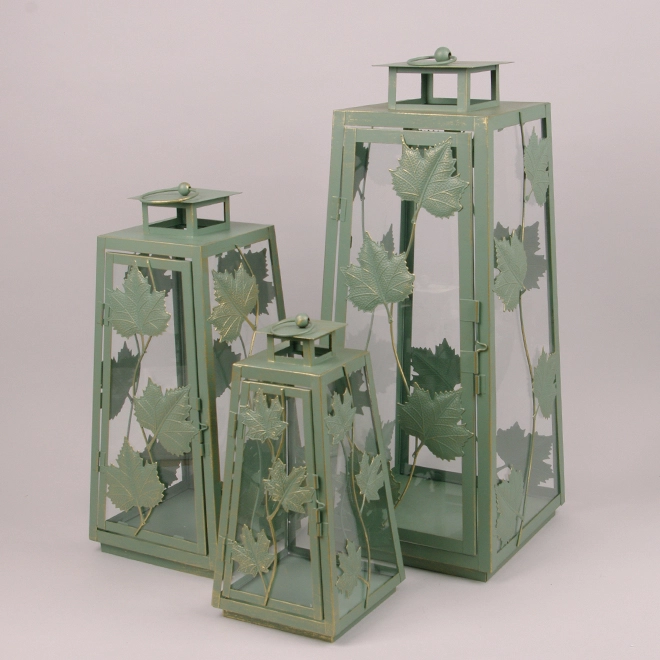 Комплект металлических фонарей WJ2182-S-M-L 3 шт. Зеленый/Золотой (36853)