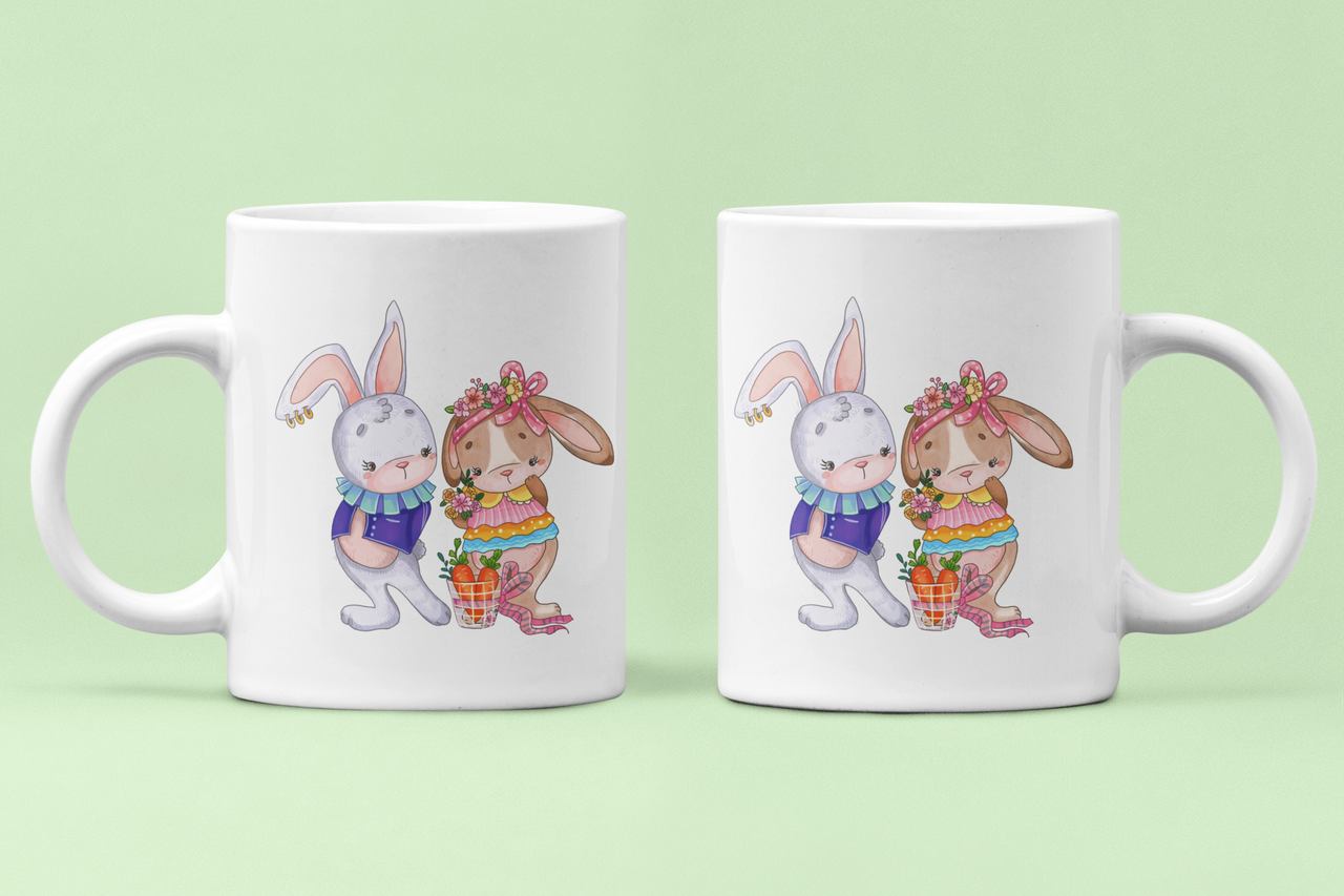 Чашки парные Зайчики для влюбленных 330 мл Белый (ВЛ181Ч)