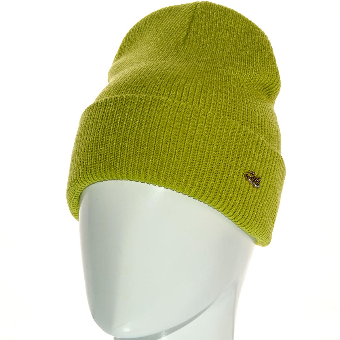 Шапка Sofi SF21105 с отворотом рубчиком двойная L р. 57-58 Салатовый