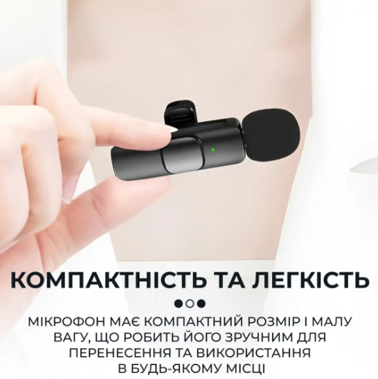 Микрофон петличный беспроводной K9 для iOS и Android Черный - фото 5