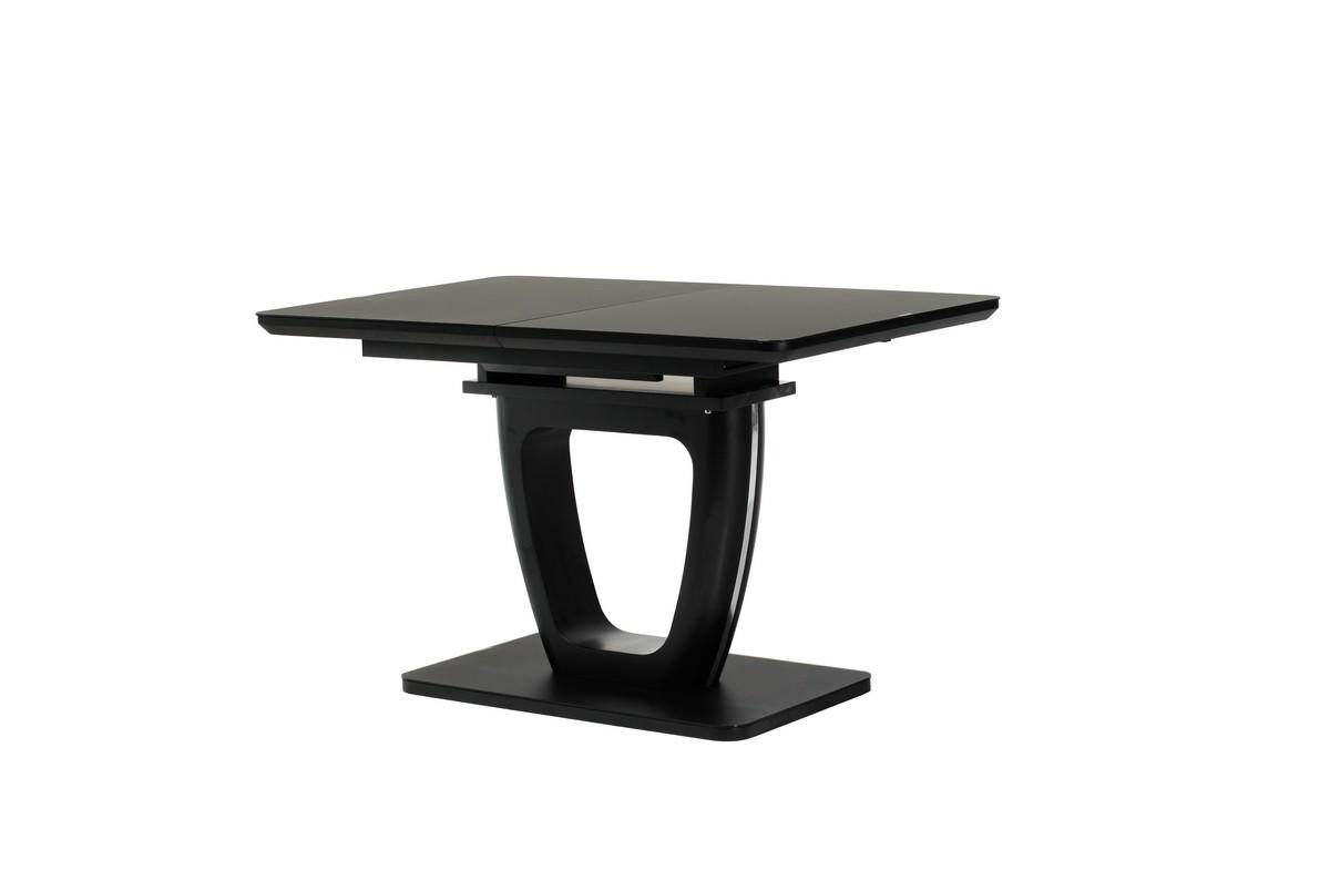 Стол обеденный прямоугольный раскладной Vetro Mebel TML-560 80х120 см МДФ/каленое стекло Черный матовый