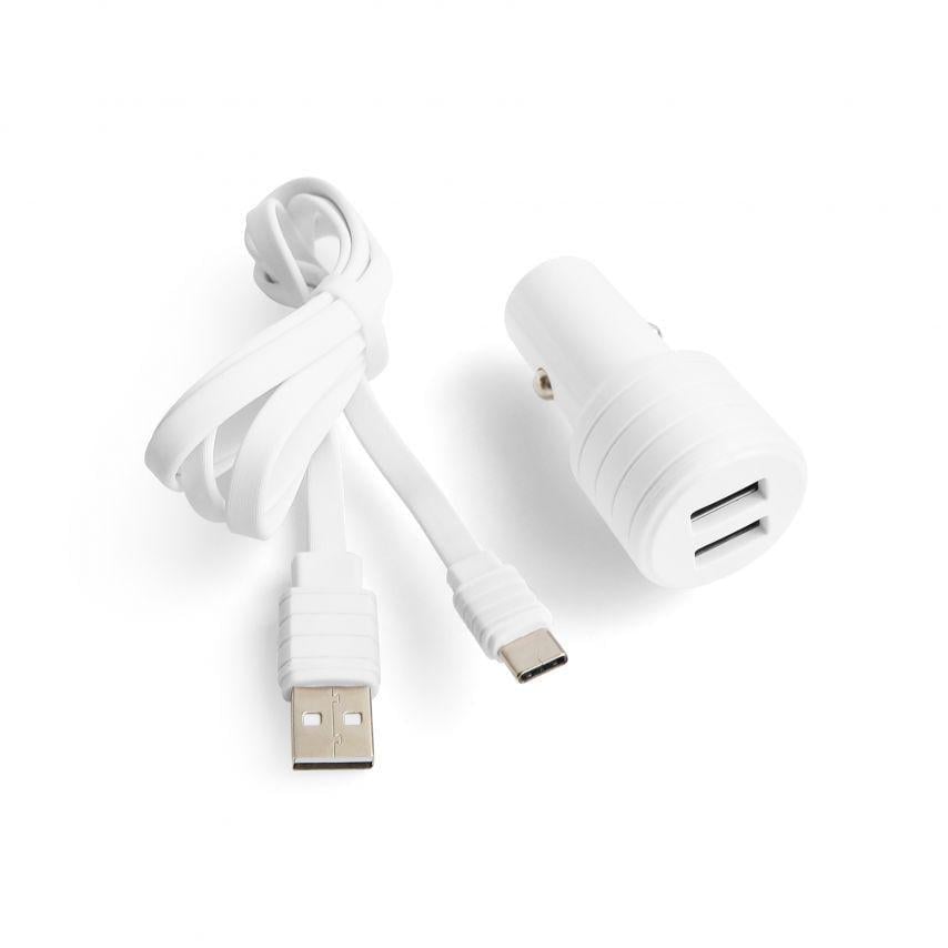 Зарядное устройство для автомобильного CHARGER 2 USB 2.4A/Type-C White