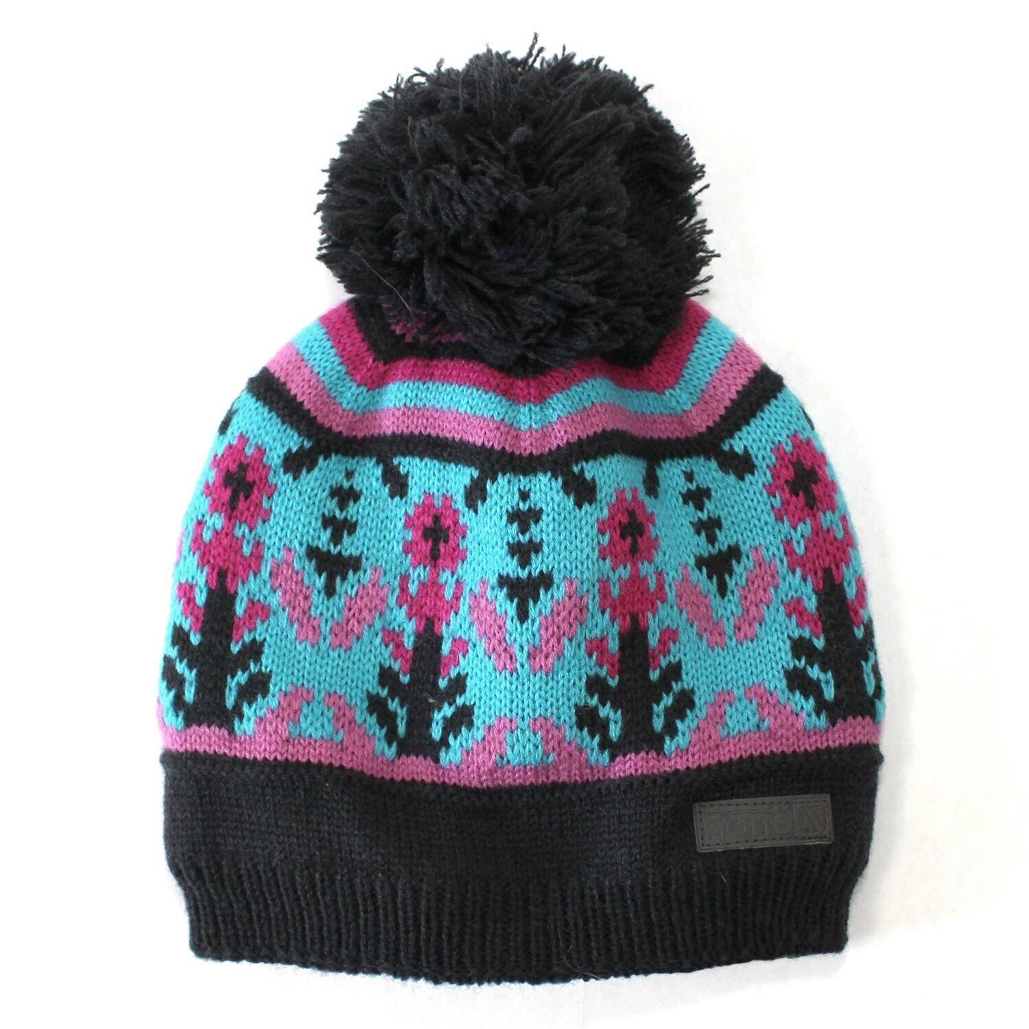 Шапка вязаная для девочки Nano F17TU268 55-58 см Бирюзово-малиновый (F17TU268-Deepgrey-7/12)