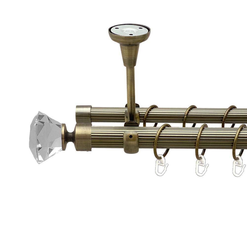 Карниз Orvit Спектралія металевий дворядний відкритий до стелі рифлена труба кільце металеве 25/19 мм 300 см Антик (00-00018908)