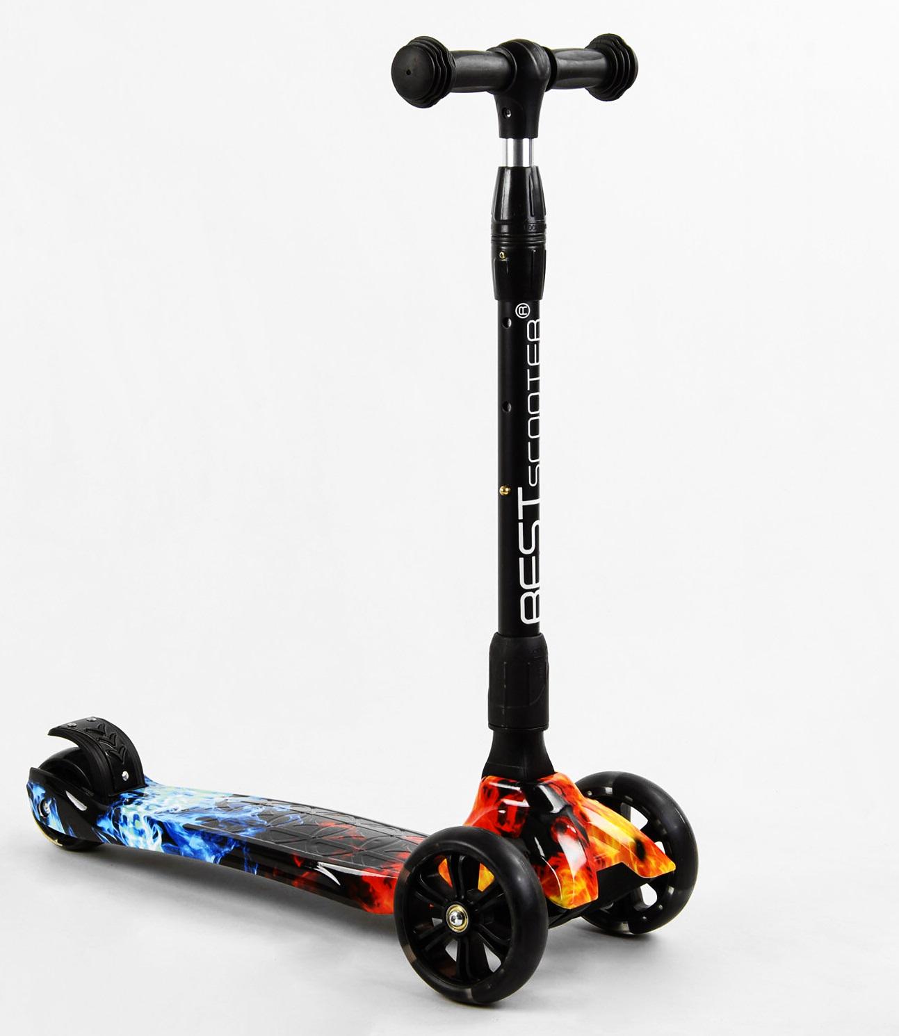 Самокат трехколесный Best Scooter Maxi складной колеса PU со светом Fire/Ice (105423) Самокат трехколесный Best Scooter Maxi складной колеса PU со светом Fire/Ice (105423)