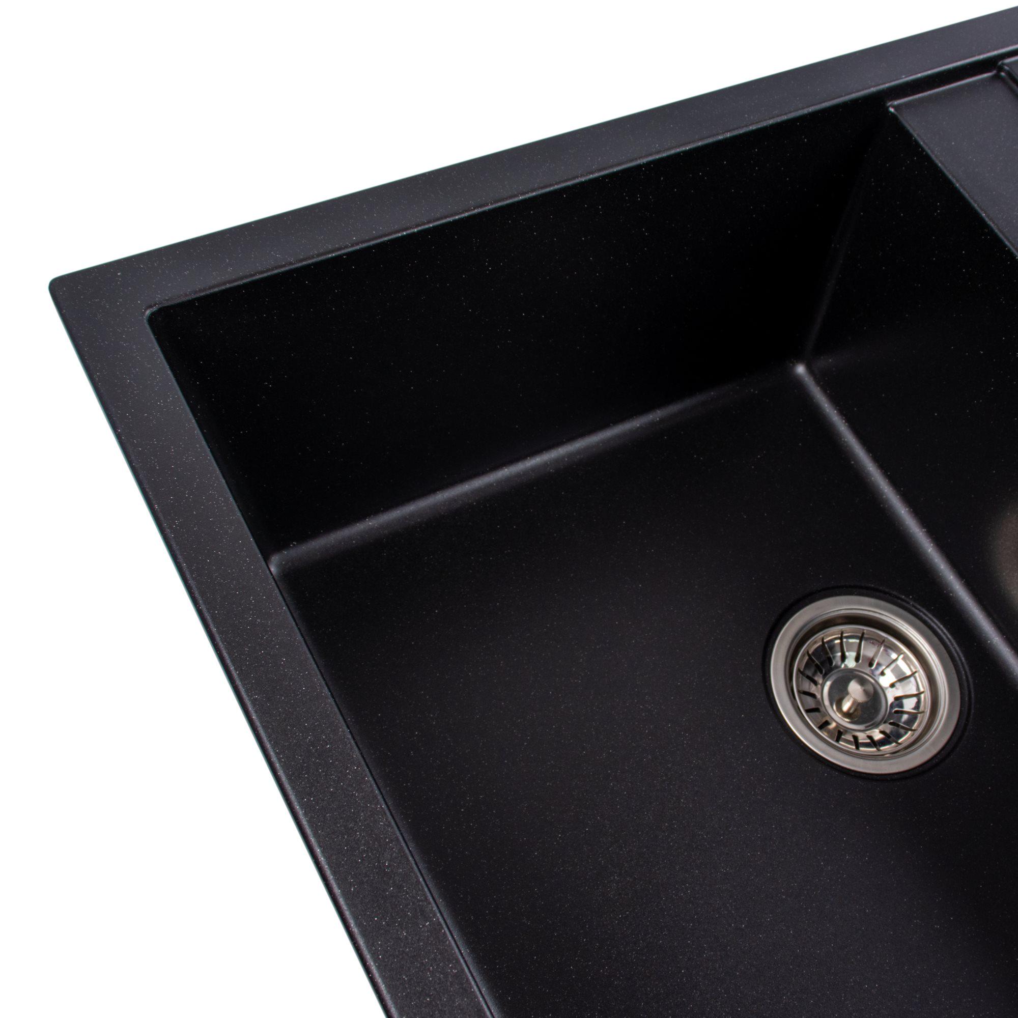 Мийка гранітна для кухні Valeso 7950 Selena матова Чорний металік - фото 2 Мийка гранітна для кухні Valeso 7950 Selena матова Чорний металік - фото 2