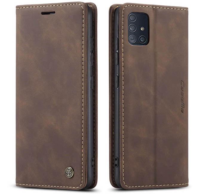 Чехол книжка с магнитом CaseMe на Samsung Galaxy A71 A715 Dark Brown (14074-05)