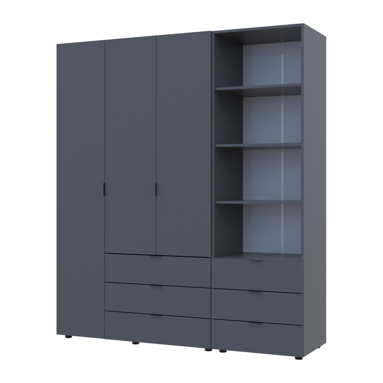 Шкаф для одежды Doros Гелар 3 ДСП с пеналом 176,2х49,5х203,4 см Графит (42005169)