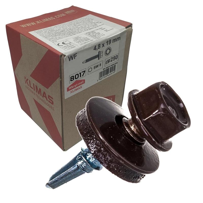 Саморез кровельный по металлу Klimas Wkret-Met RAL 8017 4,8x19 мм 250 шт.