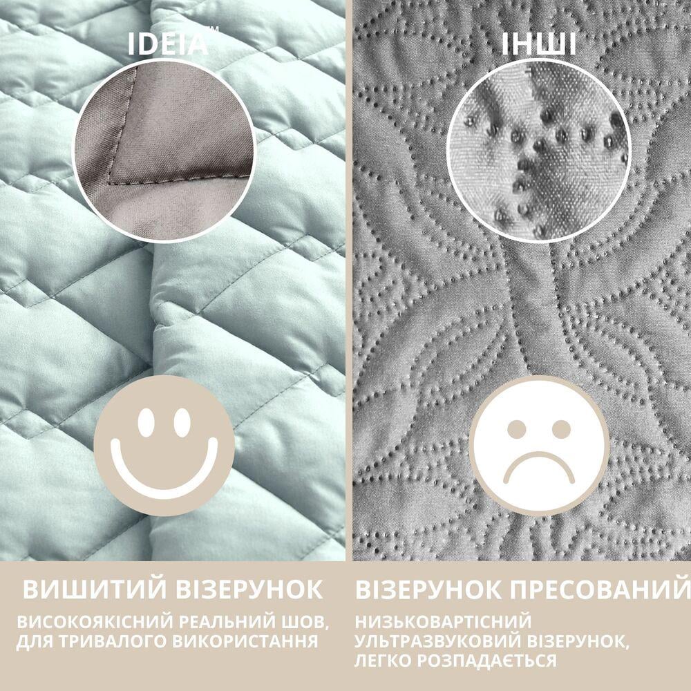 Покрывало на кровать IDEIA Cube двухстороннее антиаллергенное 210х240 см Мятный/Светло-серый (18786) - фото 3 Покрывало на кровать IDEIA Cube двухстороннее антиаллергенное 210х240 см Мятный/Светло-серый (18786) - фото 3