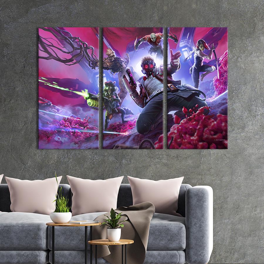 Модульная картина из 3 частей на холсте для интерьера Команда Марвел Стражи Галактики 78x48 см (726-31)