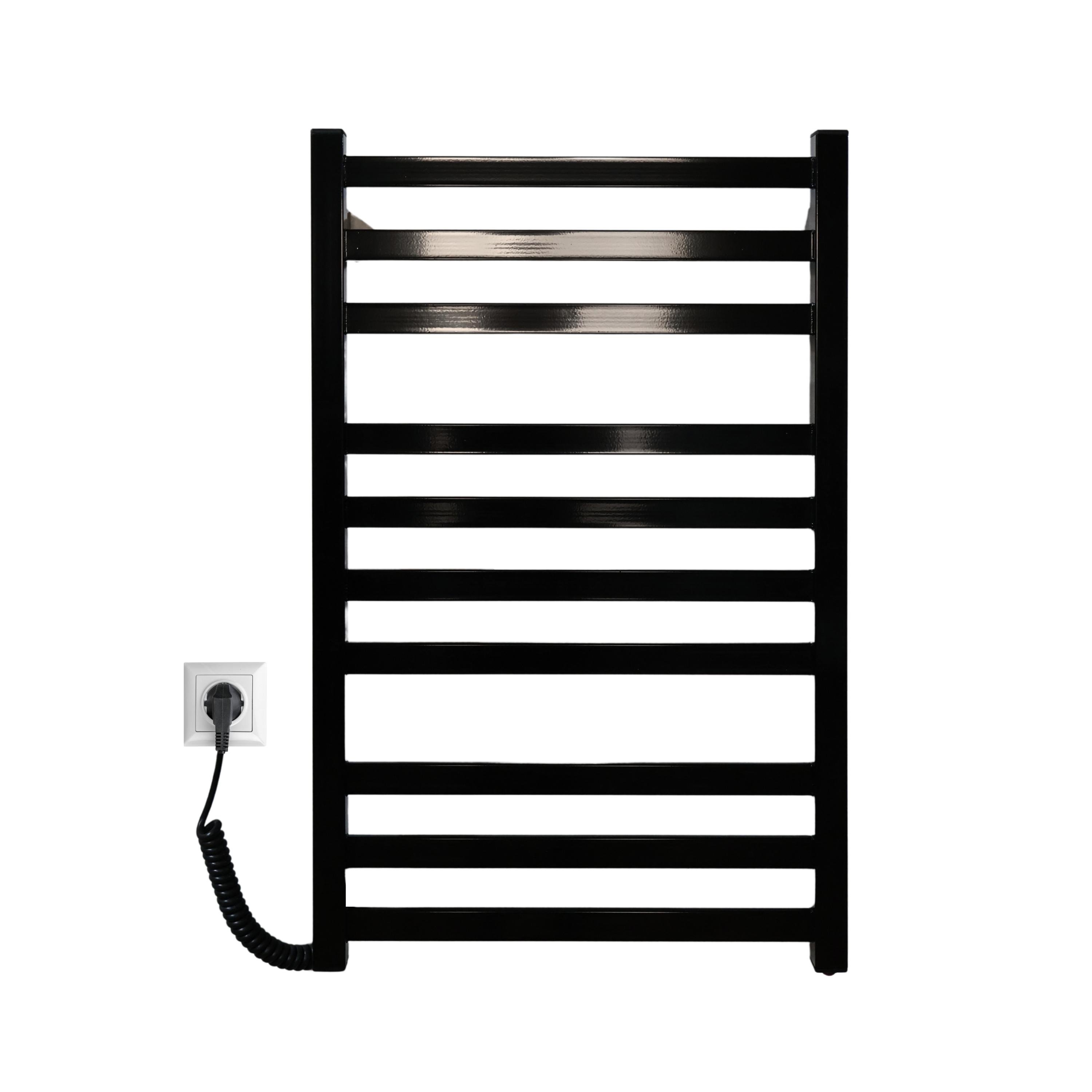 Полотенцесушитель электрический Carino RICARDO с кнопкой 790х490 мм Черный глянец (28496651)