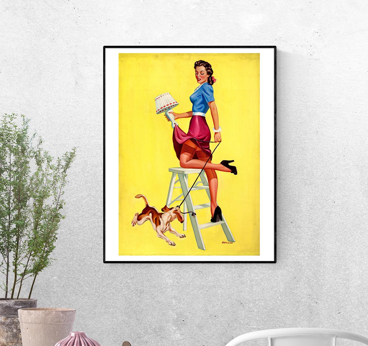 Постер Очаровательная девушка 40-х и щенок бигля. Эдвард Д’Анкона формат А-1 (pin_up010118_Poster)