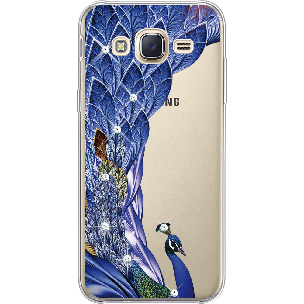 Чехол BoxFace Samsung J500H Galaxy J5 Павлин со стразами Прозрачный силикон (25242-rs7-25242)