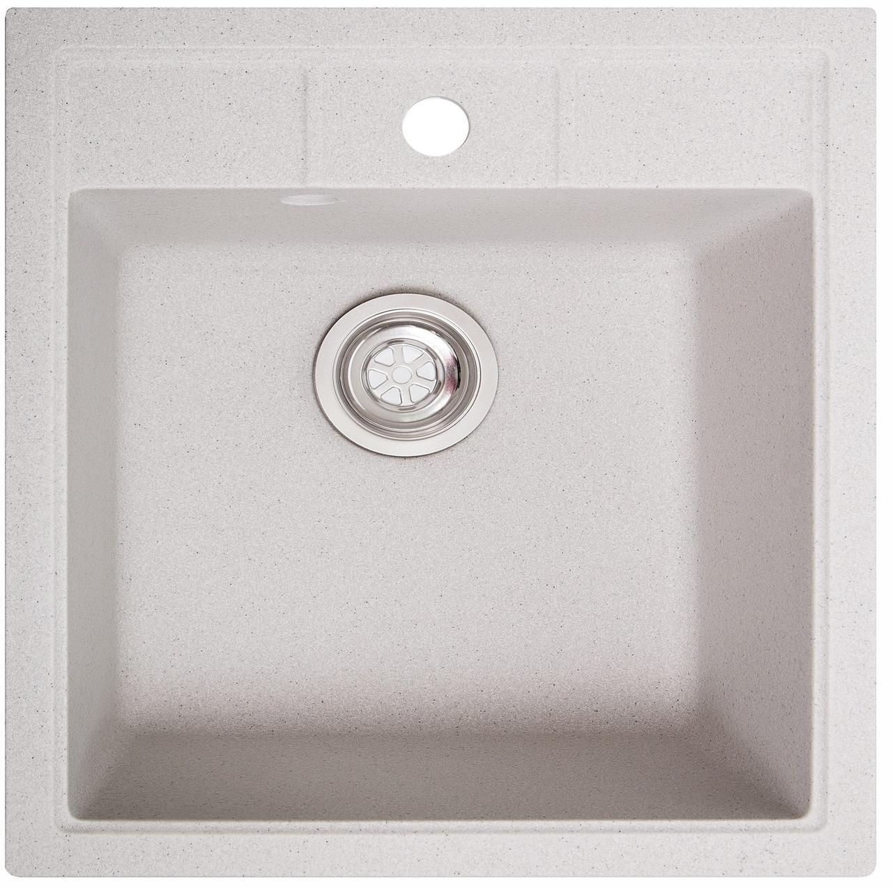 Мойка кухонная квадратная Бриз из искусственного камня Белый (1570457697)