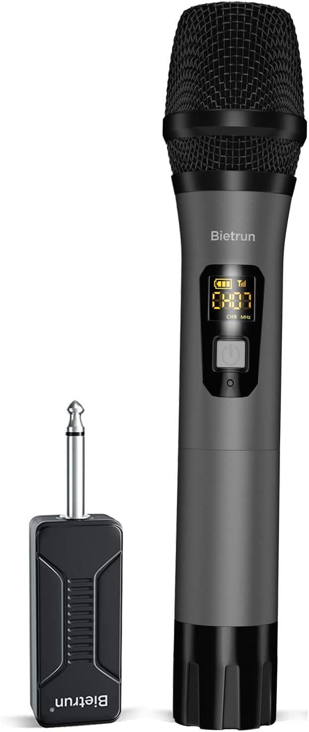 Микрофон беспроводной Bietrun WXM04 UHF металлический с аккумуляторным приемником Серый (8/674)