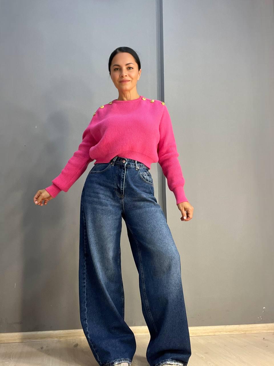 Джинсы женские ITS Basic 4113 палаццо широкие от бедра свободный крой р. 36 Синий (2887) - фото 2